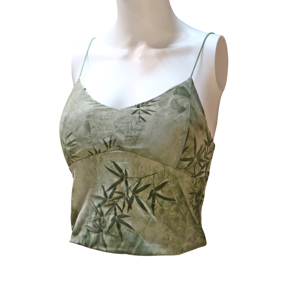 Mesh Halter Top with Bamboo Design - Jade