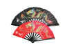 Kung-Fu Dragon Fabric Fan / Black Plastic Frame (13")