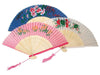 Three silky fans in a variety of colors and floral designs