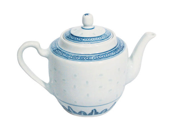 Classic Blue Rice Pattern Ling Long Porcelain - Teapot with side handle