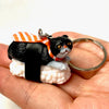 Sushi Cat Key Charm - Black Cat with Salmon Necktie 