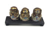 Cloisonne No Evil Monkeys with Stand - brown