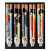 Five pairs of geisha print chopsticks packaged in a cellophane bag