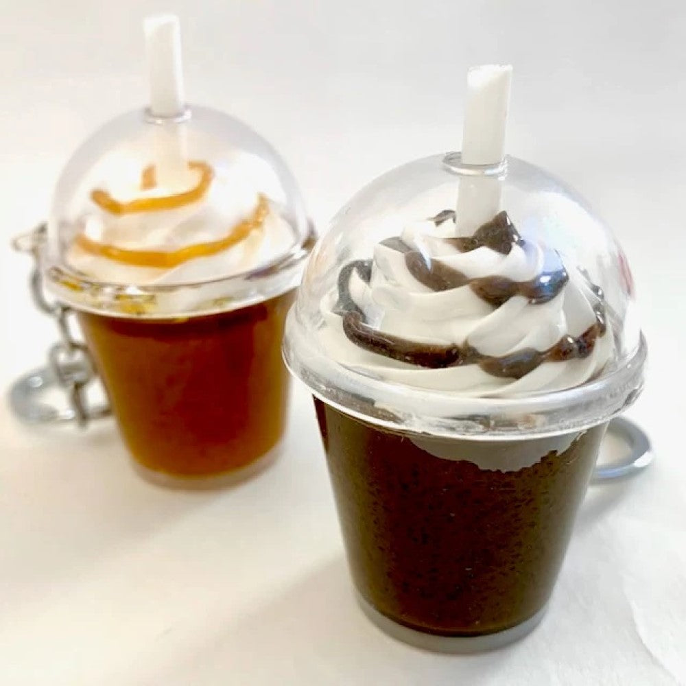 The Roost Iced Coffee Cup Shaker Snowglobe Keychain Bag Charm From