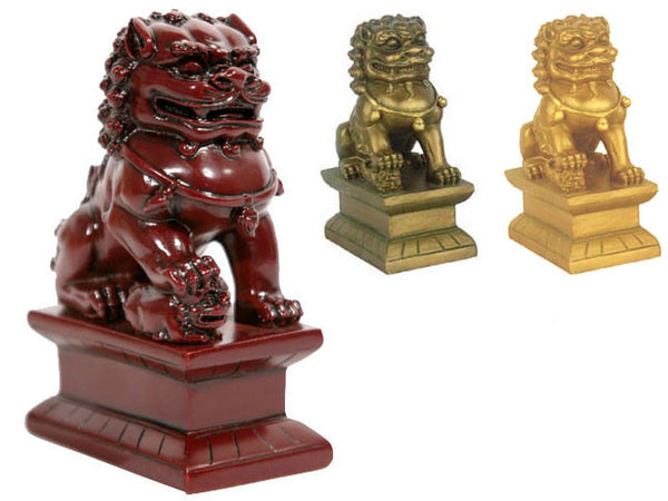 Resin Foo-Lion Statue Pair Set (Smooth Base)