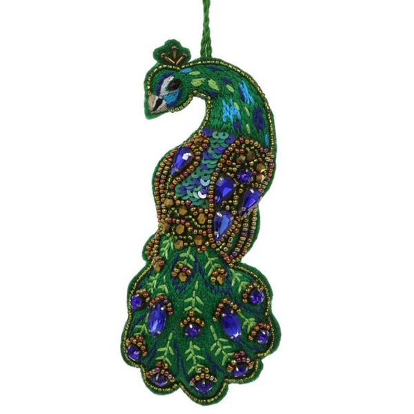 Beaded Peacock Felt Ornament