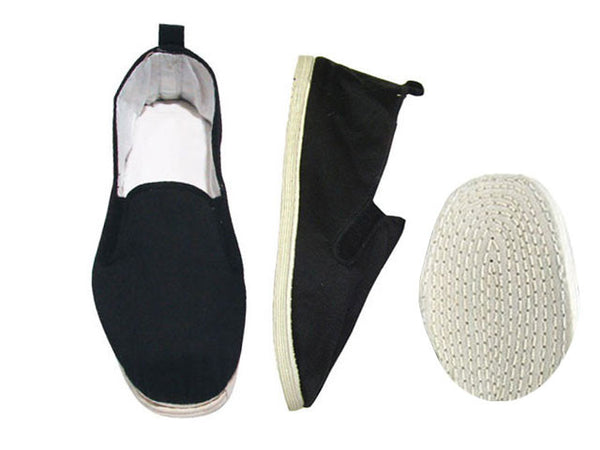 Classic and comfy black slippers with white cotton soles