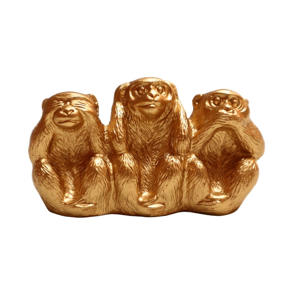 3 No Evil Monkeys in Gold