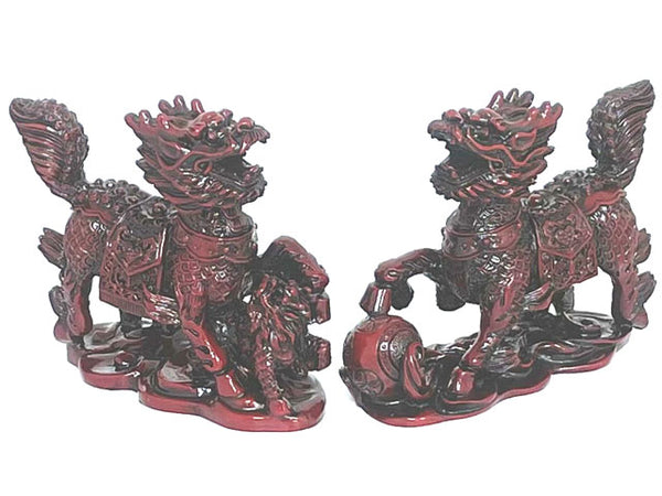 A pair of Resin Qi Ling statue 