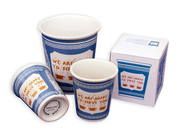 Ceramic "We are happy to serve you" coffee cups