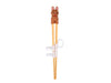 Brown chopstick helper with silicon rabbit and adjustable finger straps attached