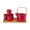 Red Modern Tea Set With Tray