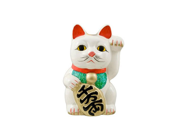 Premium White Lucky Cat (Maneki-Neko Welcoming Cat)