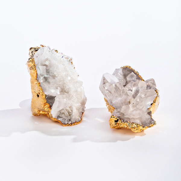 Two Gold Gilded Quartz Stones 