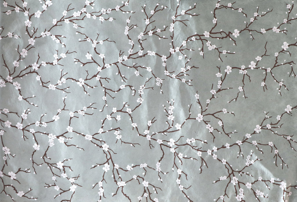 Handmade Nepal Silkscreen Paper - Peach Blossoms