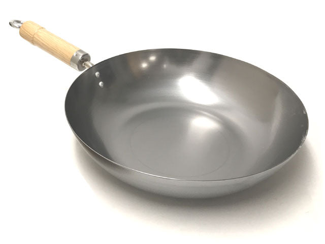 hancock london small wok 12 flat base bottom carbon steel wooden handle  quality