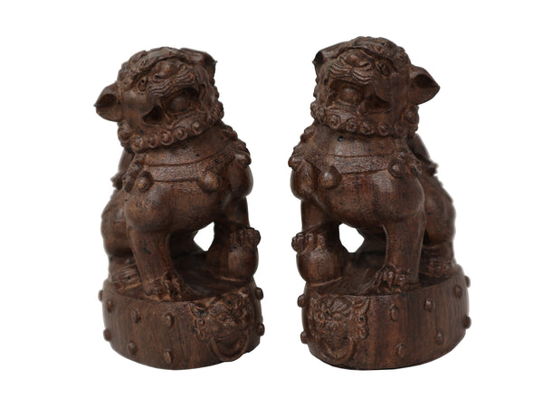 Fu lion (pair)- agarwood