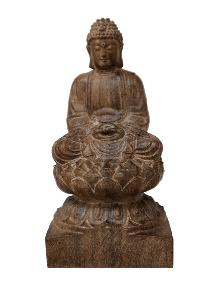 6" Agarwood figure of buddha sitting on a lotus
