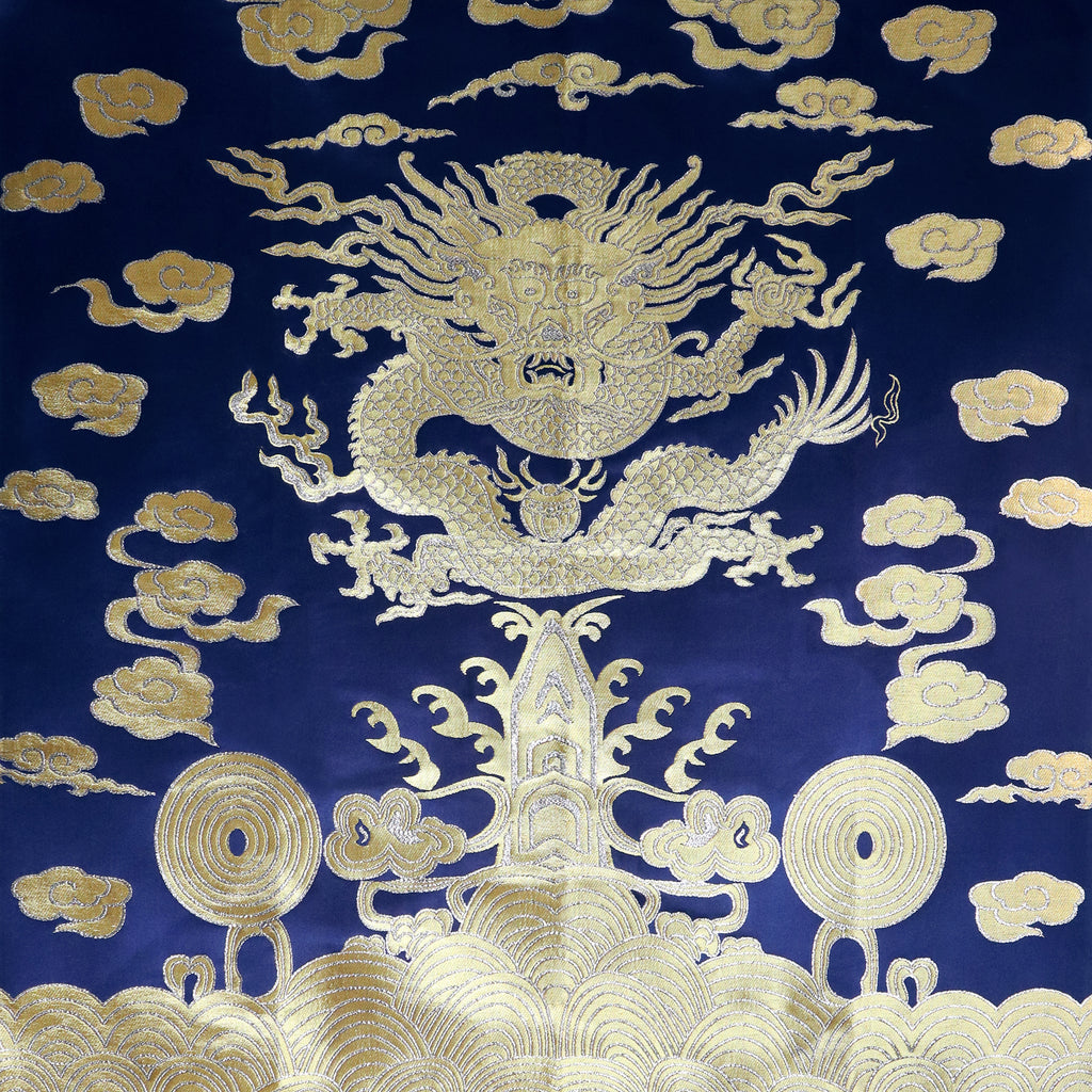 Gold Sea Dragon King Brocade Fabric