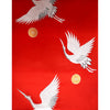 White Flying Crane under the Moon Brocade Fabric - Red