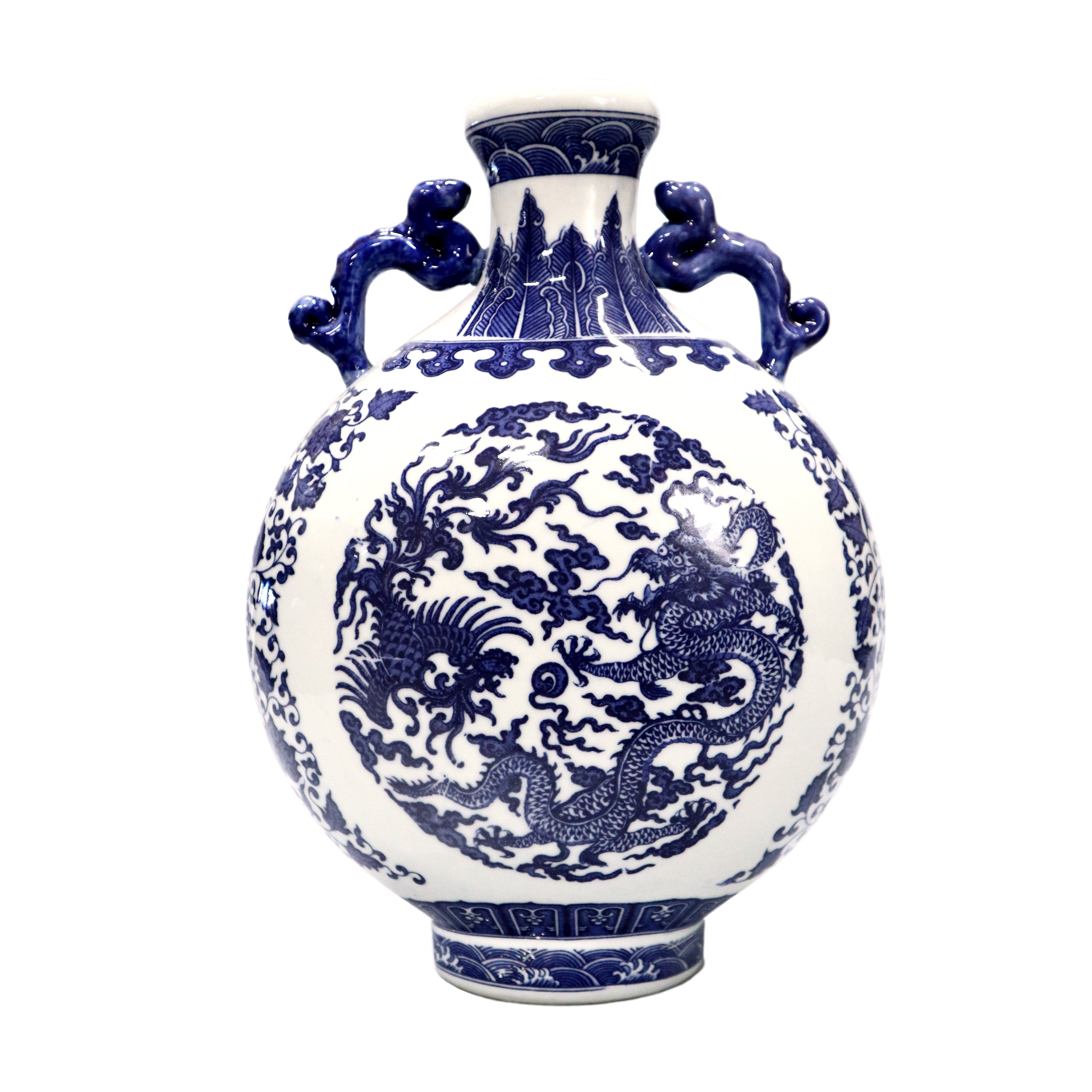 parade Kemiker kantsten Moon Flask Blue on White Dragon Vase – Pearl River Mart