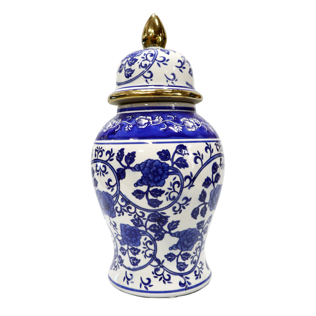 Blue on White Ginger Jar with Lid