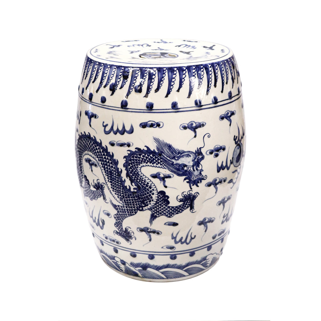 Blue on White Dragon Ceramic Pedestal