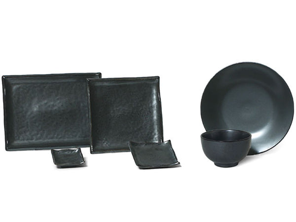 Iron Glaze Ceramics Collection - Square Plate, Square Dish, Dinner Plate, Bowl, and Rectangular Plate