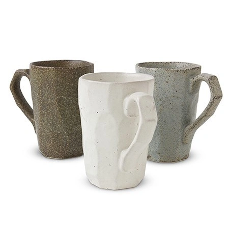Boulder Tall Mugs in Green, White and Blue