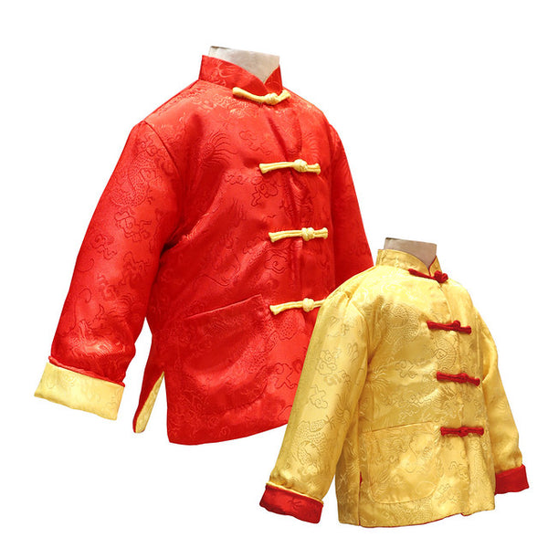 Kids Reversible Tang Jacket - Red and Gold