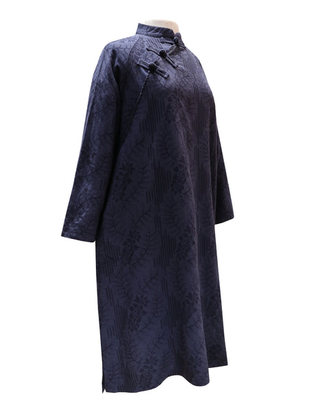 Long A-line Qipao Dress in cobalt blue