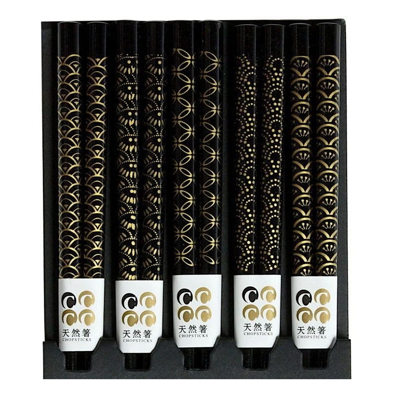 Black Assorted Pattern Chopstick Set