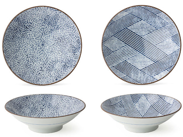 Blue on white design serving bowl 