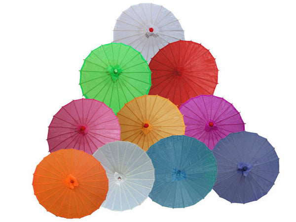 Group of solid color nylon fabric parasols