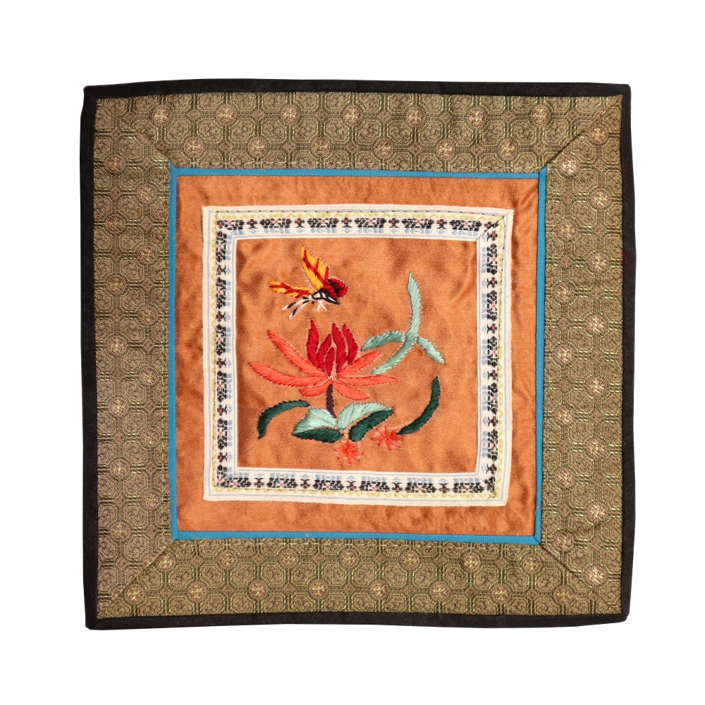 Hand Embroidered Silk Square Placemat