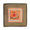Hand Embroidered Silk Square Placemat - butterfly with flowers on orange background
