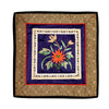 Hand Embroidered Silk Square Placemat - flowers on purple background