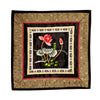 Hand Embroidered Silk Square Placemat - flowers on black background