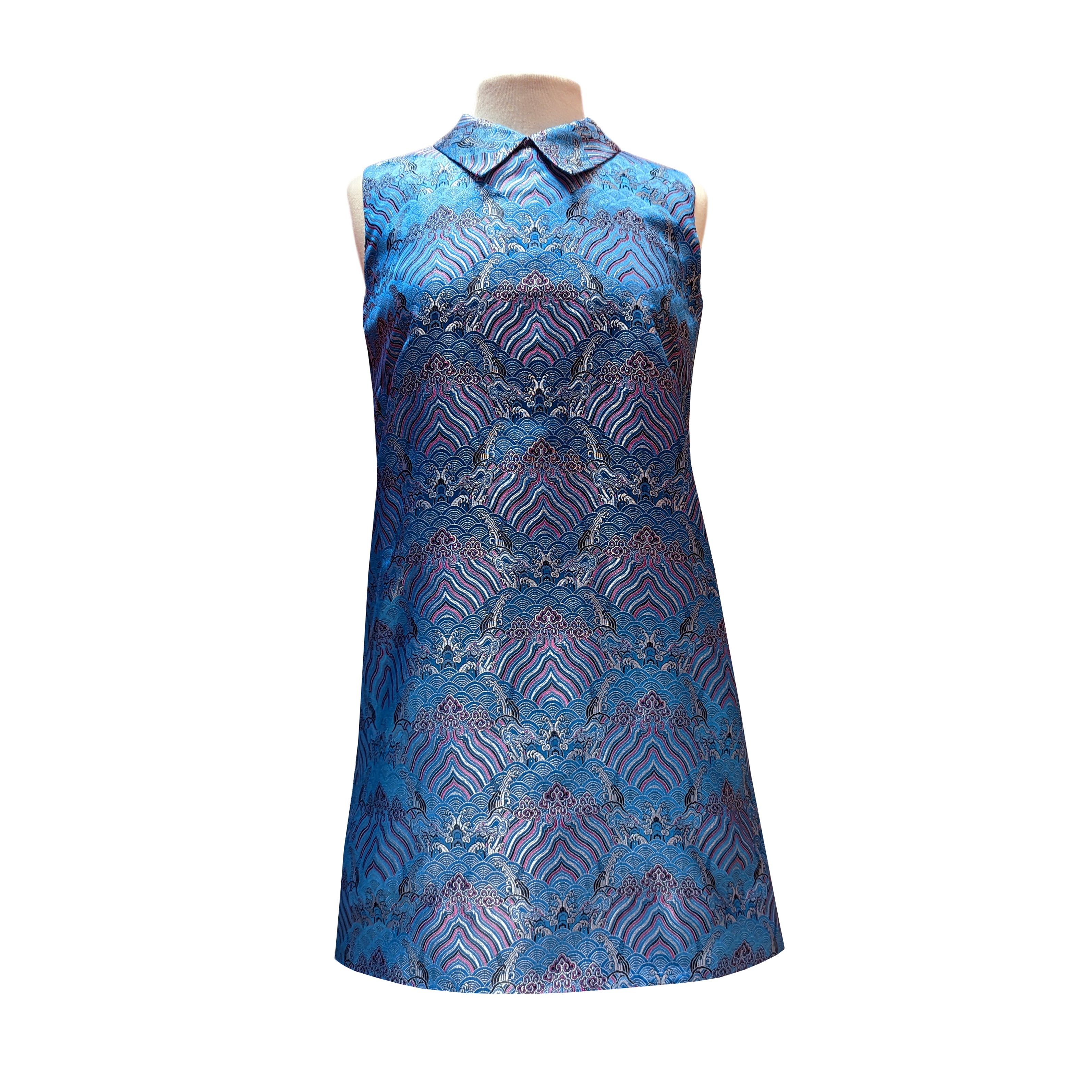 Cloud Brocade Shift Dress - Aqua Pearl River Mart Cloud Brocade Shift Dress - Aqua Pearl River Mart