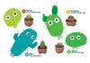 Different cacti cuties illustrated.