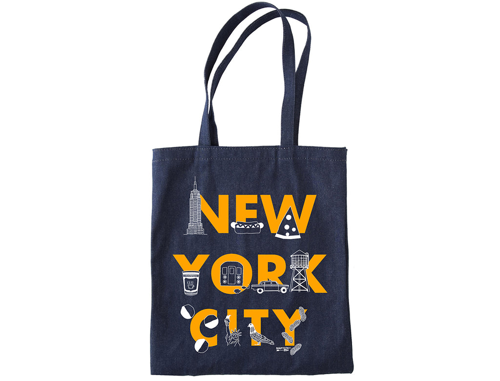 Maptote New York City FONT Denim Tote Bag