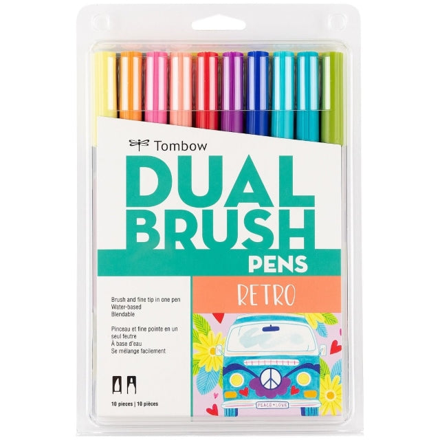 Tombow Dual Brush Pen Art Markers - Retro Pack of 10