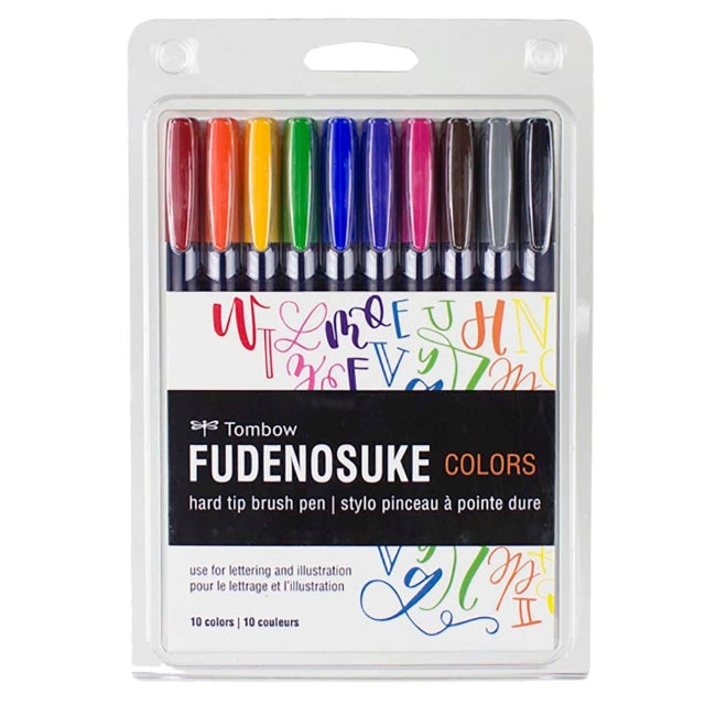 Tombow Fudenosuke Colors Brush Pen Set - Pack of 10