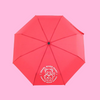 Red umbrella with Pearl River lucky cat in white