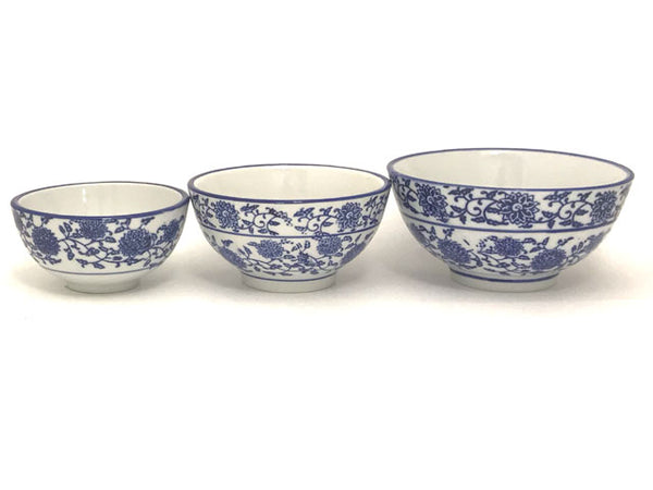Blue Lotus & Vine Pattern Bowl in 3 sizes: 3.75"; 4.5"; 5"
