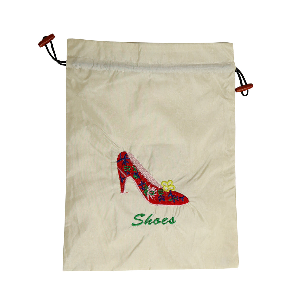 Embroidered Drawstring Shoes Bag