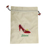 Embroidered Drawstring Shoes Bag - shoe design in cream color