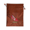 Embroidered Drawstring Shoes Bag - shoe design in brown