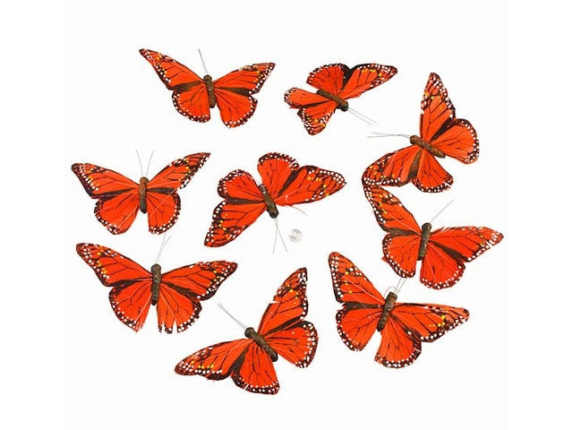 Monarch Feather Butterfly Garland - Orange