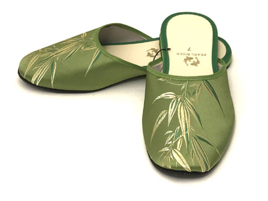 Bamboo Leaves Design Rayon Brocade Slipper